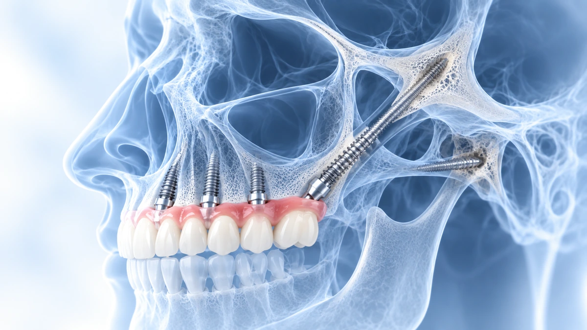 Representative zygomatic and pterygoid implant anatomy